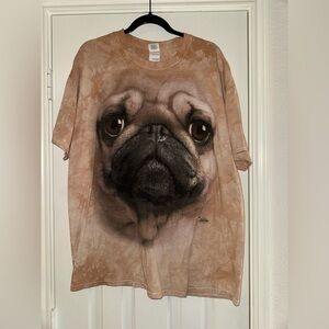 The Mountain Pug Print Tan T-Shirt